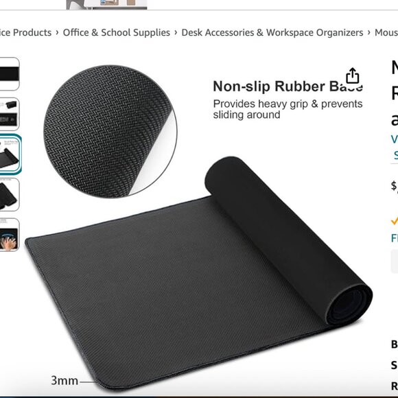 Mouse Pad - Classic Black Mouse Pad With Non-Slip Rubber Base NEW - Picture 5 of 7